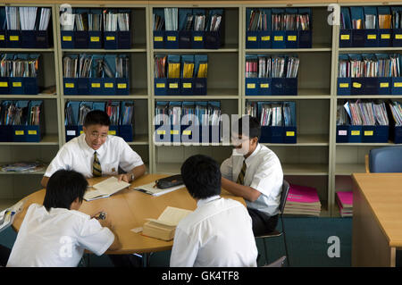 Bangkok, Thailand --- A level students from Shrewsbury International School study in the library. --- Image by © Jeremy Horner/C Stock Photo