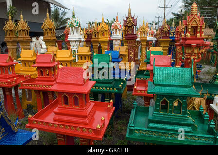2007, Songkhla, Thailand --- Spirit Houses for Sale --- Image by © Jeremy Horner Stock Photo