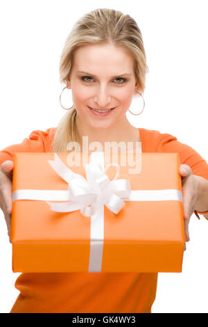 woman present party Stock Photo