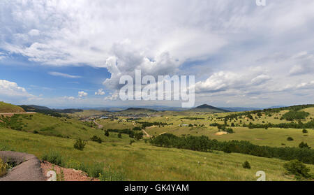 View of Cripple Creek town from higher elevation- stitched from 4 images Stock Photo