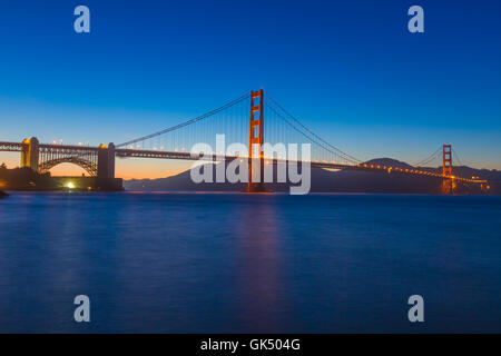 Golden Gate Bridge in San Francisco CA at night Stock Photo