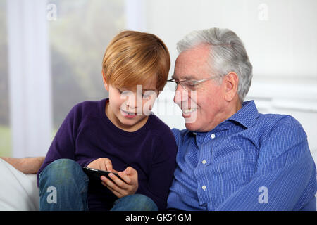 telephone phone laugh Stock Photo