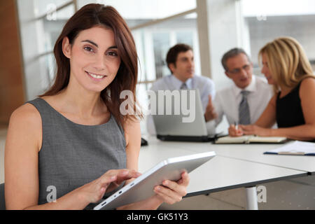 woman office laugh Stock Photo