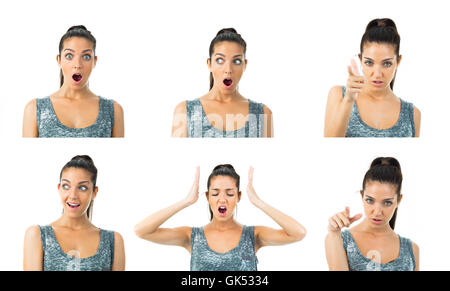 multi image real young woman expressions Stock Photo