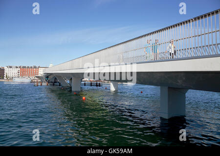 The new pedestrian and cyclist bridge, the Inner Harbour Bridge, the Kissing Bridge, connecting Nyhavn and Christianshavn. Copenhagen, Denmark.