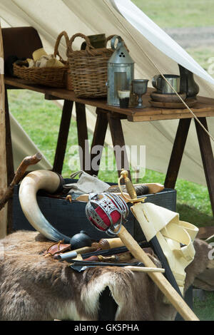 Jacobite camp at a living history reenactment. Spetchley Park, Worcestershire, England Stock Photo