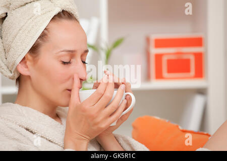 woman cup tea Stock Photo