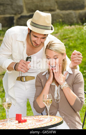 woman restaurant summer Stock Photo