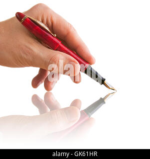 pen in hand Stock Photo