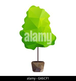 Vector triangle tree in pot, nature symbol Stock Vector