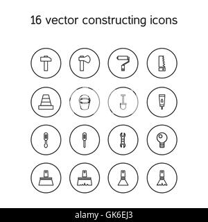 Constructing and building icons set. Repair symbols. Vector Stock Vector