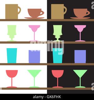 Vector set of goblets, cups, glass silhouettes Stock Vector