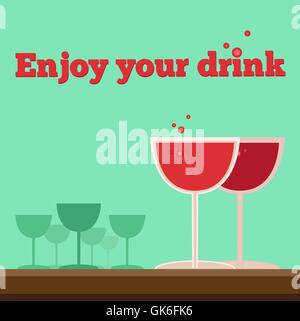 Vector poster or flyer witn wineglasses, appointment Stock Vector
