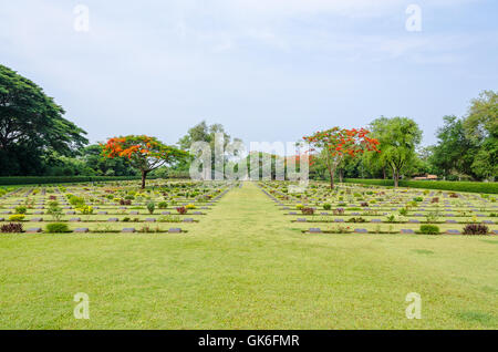 Chungkai War Cemetery this is historical monuments where to respect prisoners of the World War 2 who rest in peace here Stock Photo