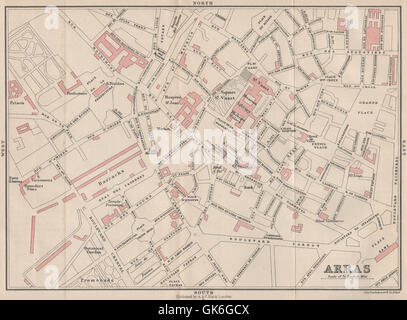 ARRAS antique town city plan de la ville. Pas-de-Calais, 1913 antique map Stock Photo