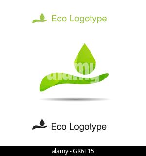 Vector ecology logotype from hand with drop Stock Vector