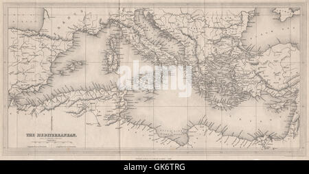 The Mediterranean & Turkish Empire. FINDLAY, 1840 antique map Stock Photo