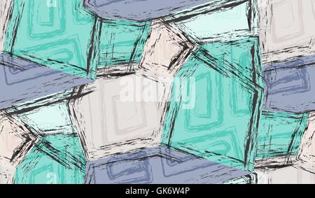 Grunge colorful abstract geometric seamless pattern. Vector Stock Vector