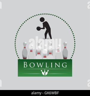 Bowling design. Sport icon. Flat illustration , vector Stock Vector