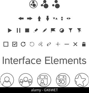 Vector set of interface elements, ui kit icons, pictograms for application Stock Vector