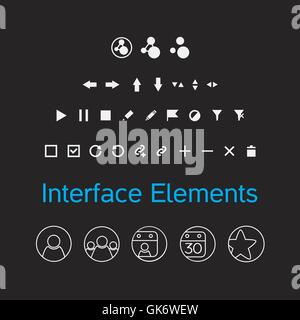 Vector set of interface elements, ui kit icons, pictograms for application Stock Vector