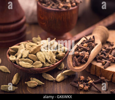 Clove and cardamom spices Stock Photo