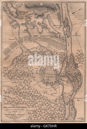 Plan of the Battle of Vienna, 1683. Wien. BORZEWSKI/CAMUCIO/ANGUISSOLA, 1836 map Stock Photo