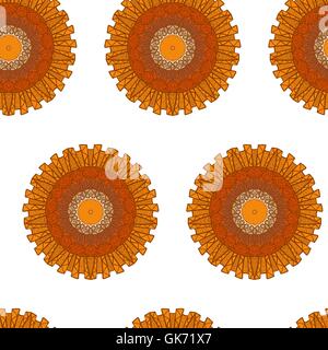 Hand drawn Mandala Seamless Pattern. Arabic, indian, turkish and ottoman culture decoration style. Ethnic ornamental background. Stock Vector