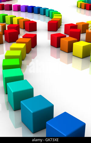 colorful cubes spiral in 3d Stock Photo