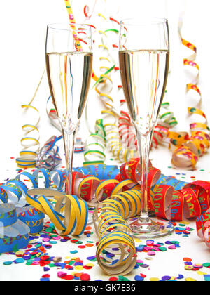 streamer confetti champagne Stock Photo