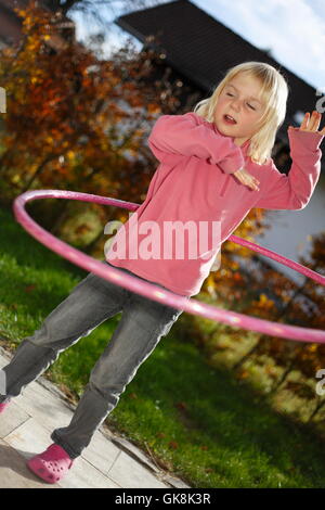 girl with tire Stock Photo