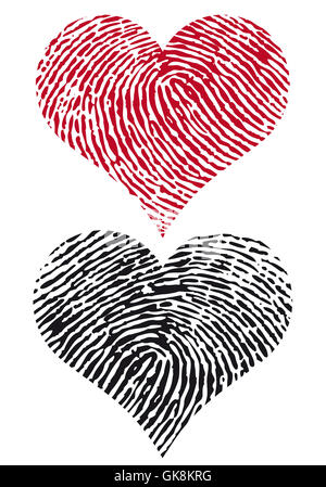 Fingerprint In A Shape Of A Heart Romantic Concept Fingerprintlove Concept  Stock Illustration - Download Image Now - iStock