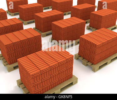brick stack heap Stock Photo