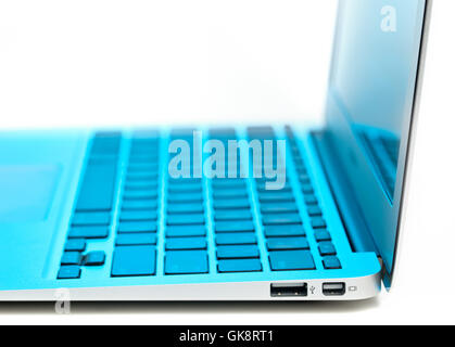 blue laptop notebook Stock Photo