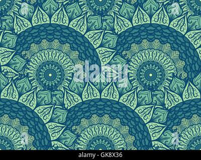 Hand drawn Mandala Seamless Pattern. Arabic, indian, turkish and ottoman culture decoration style. Ethnic ornamental background. Stock Vector