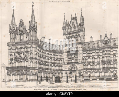 Midland Grand Hotel; Sir George Gilbert Scott, R.A., Architect. St Pancras, 1874 Stock Photo