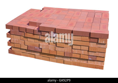 Stack of fire modern fire resistant  special red clay bricks for construction of fireplaces and furnaces in rural homes. Isolate Stock Photo