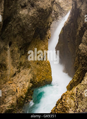 Wild waterfall in the Leutasch Gorge Stock Photo