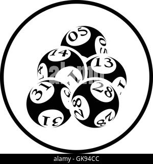 Lotto balls icon. Thin circle design. Vector illustration. Stock Vector