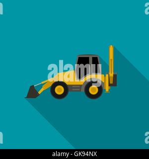 Tractor flat icon Stock Vector