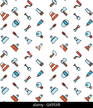 Constructing and building icons seamless pattern. Repair symbols. Vector Stock Vector