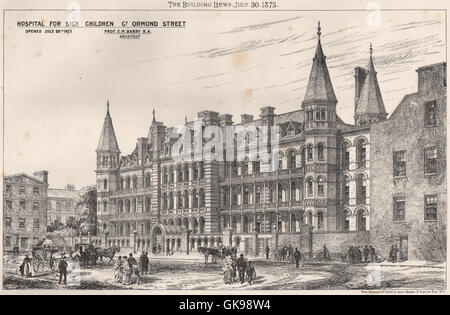 Hospital for Sick Children, Great Ormond Street; E.M. Barry, old print 1875 Stock Photo