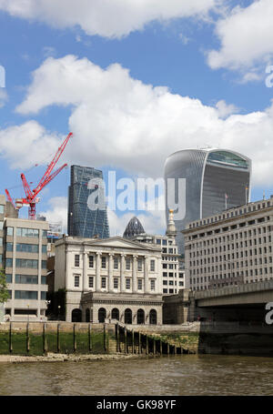 The Walkie Talkie and the Monument in the city of London, England, UK. Stock Photo