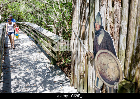 Bradenton Florida,National Park Service,De Soto National Memorial,1539,Hernando de Soto landing,Spanish conquest,landmark,De Soto trail,boardwalk,Hisp Stock Photo