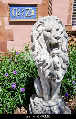 Sarasota Florida,Ringling Estate,Ca’ d’Zan,mansion,John & Mable Ringling Museum of Art,art museum,exterior,entrance,arch,Visitor's Pavilion,lion,statu Stock Photo