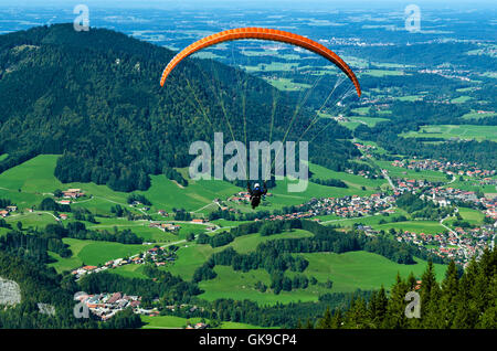 paragliding on unterberg in ruhpolding Stock Photo