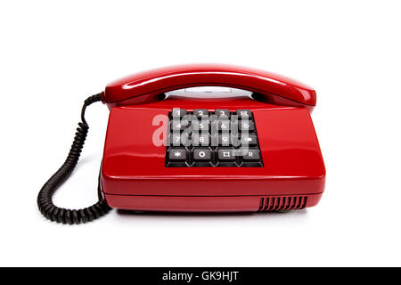 classic red telephone from the eighties Stock Photo