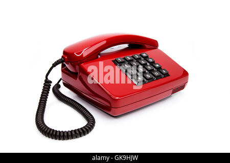 classic red telephone from the eighties Stock Photo