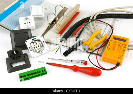 outlet socket screwdriver Stock Photo