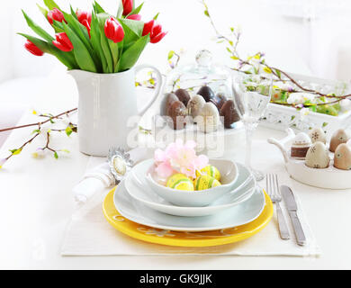 easter tulips egg Stock Photo